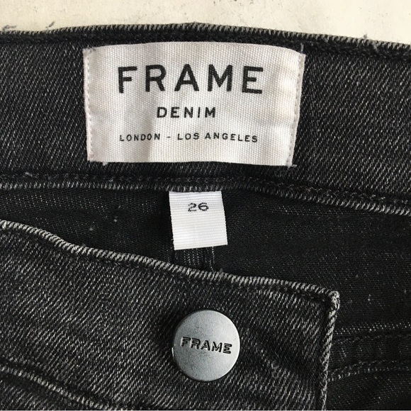 FRAME Le Skinny de Jeanne Crop Denim Jeans in Jackson Peak Black Gray Wash 26 - Picture 10 of 17